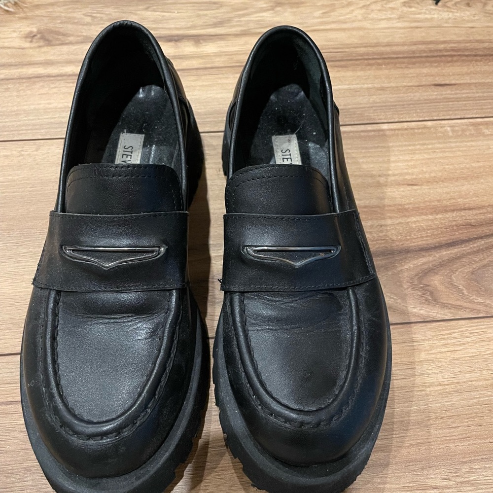 Steve Madden LAWRENCE BLACK LEATHER Loafers